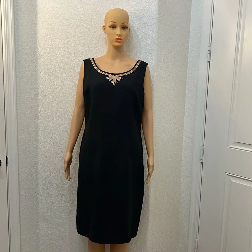 Jasper Sress Sz 16 Scoop Neck Sleeveless Black Tan Applequie